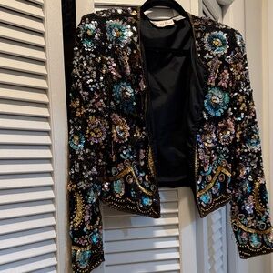 Laurence Kazar Black Blazer with Multicolor Sequins